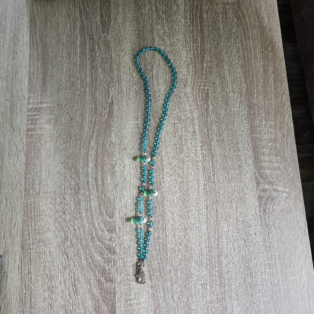 Cute aqua fish lanyard